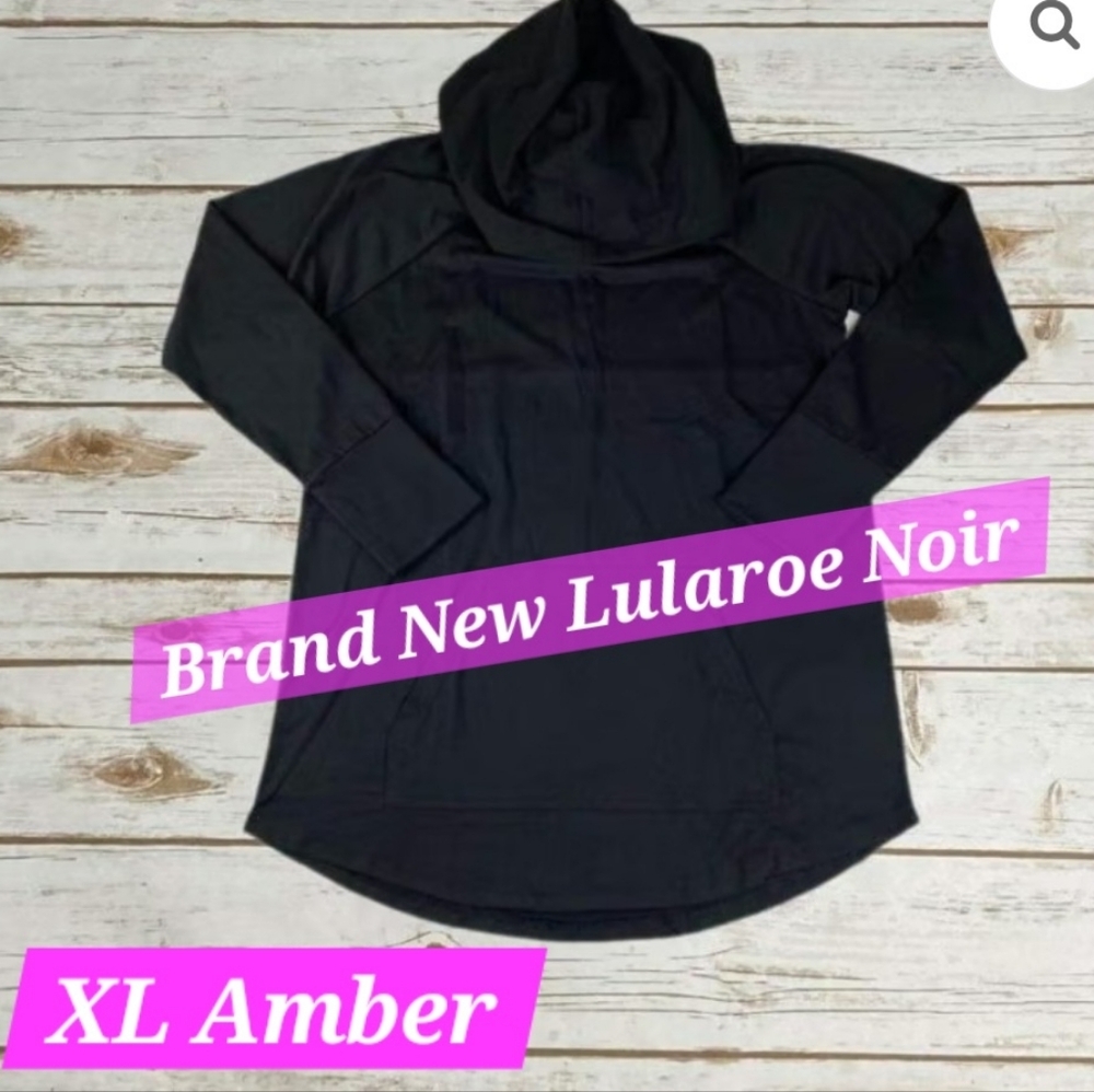 Lularoe Amber Hoodie BLACK Noir Hooded Jacket XL LARGE XLarge